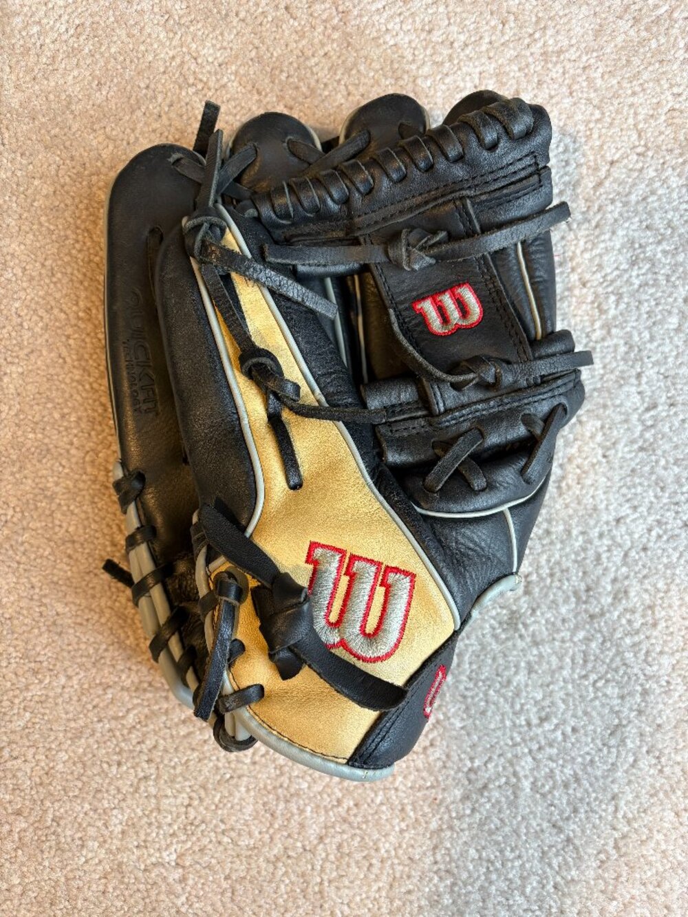 Wilson A500 Youth Baseball Mitt Black Tan Left Hand Throw A5LB23115  11.5"